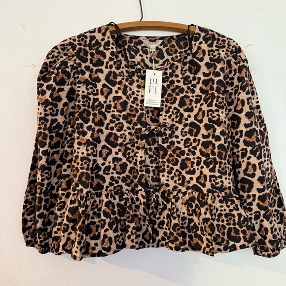 Sim & Sam Animal Print Front Tie Peplum Top size Large NWT💕 - Picture 2 of 9
